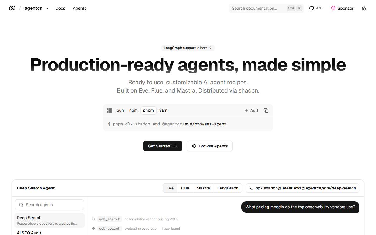 agentcn homepage