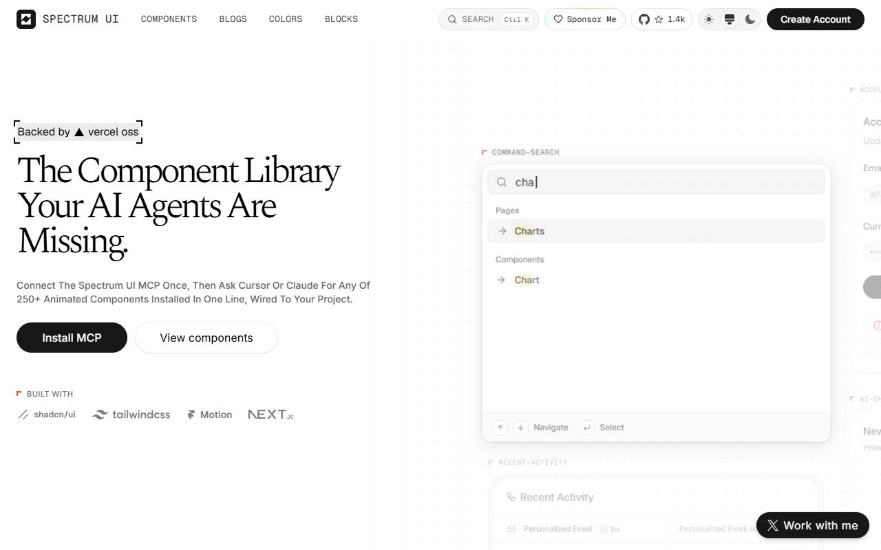 Spectrum UI homepage