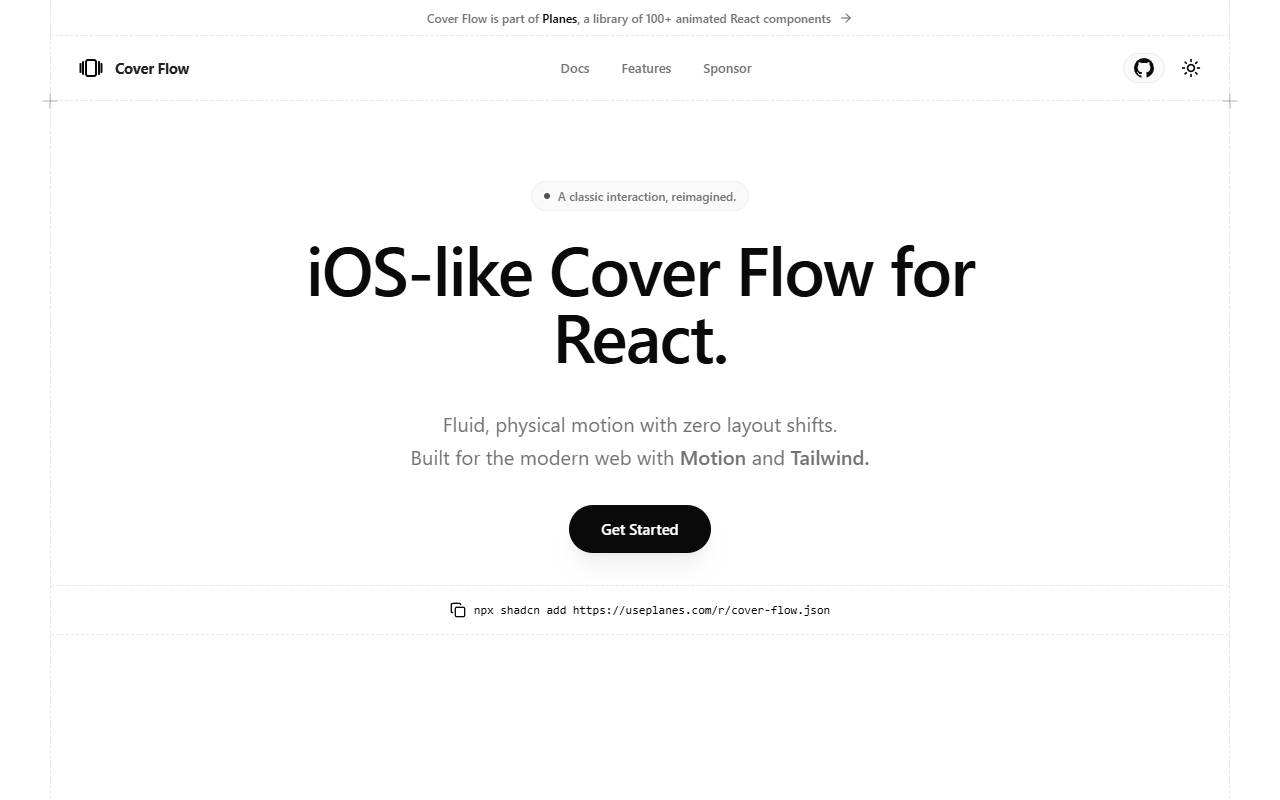 Coverflow homepage