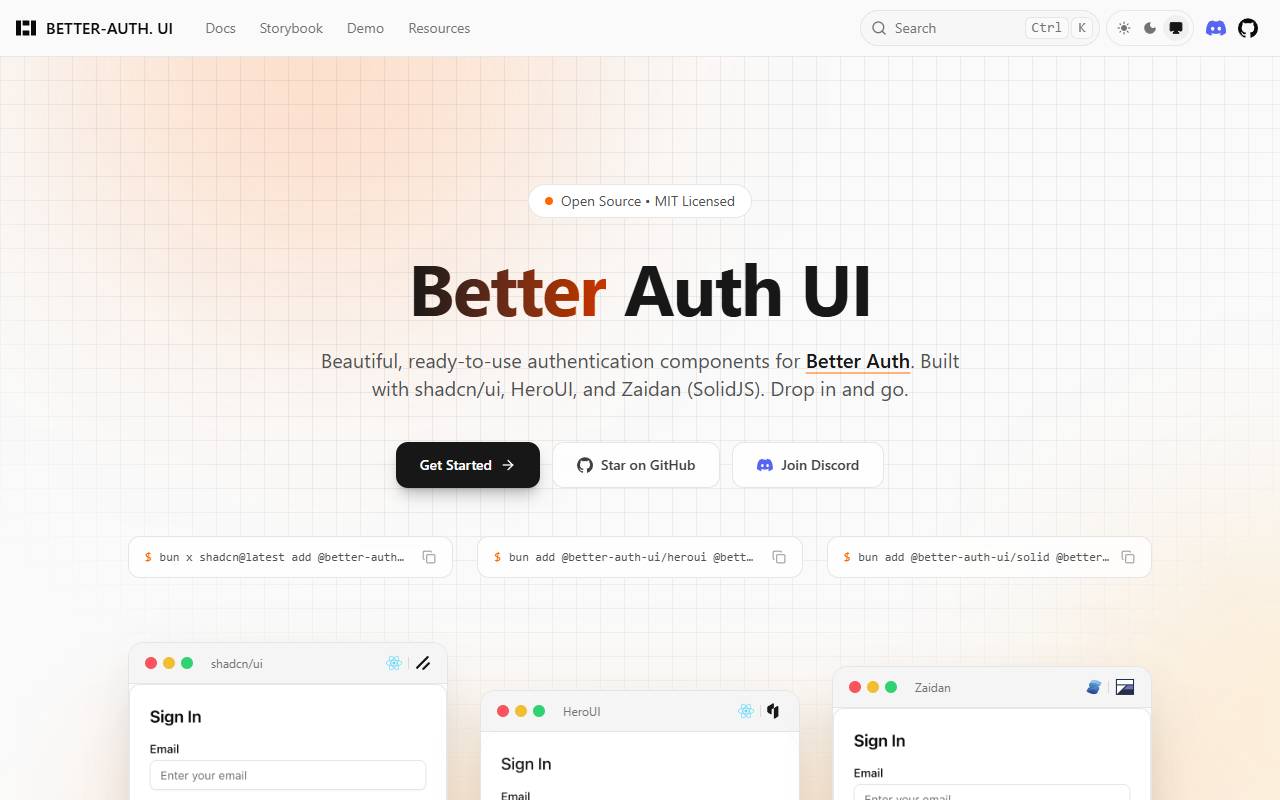 better-auth-ui homepage