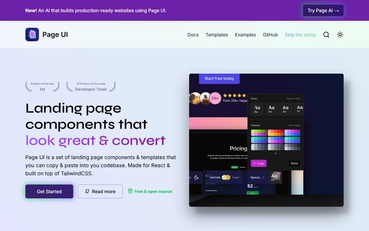 Page UI homepage