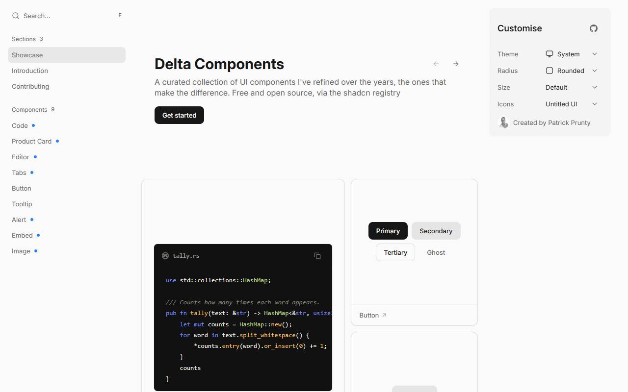Delta Components homepage