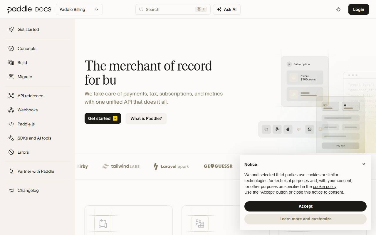 paddle homepage