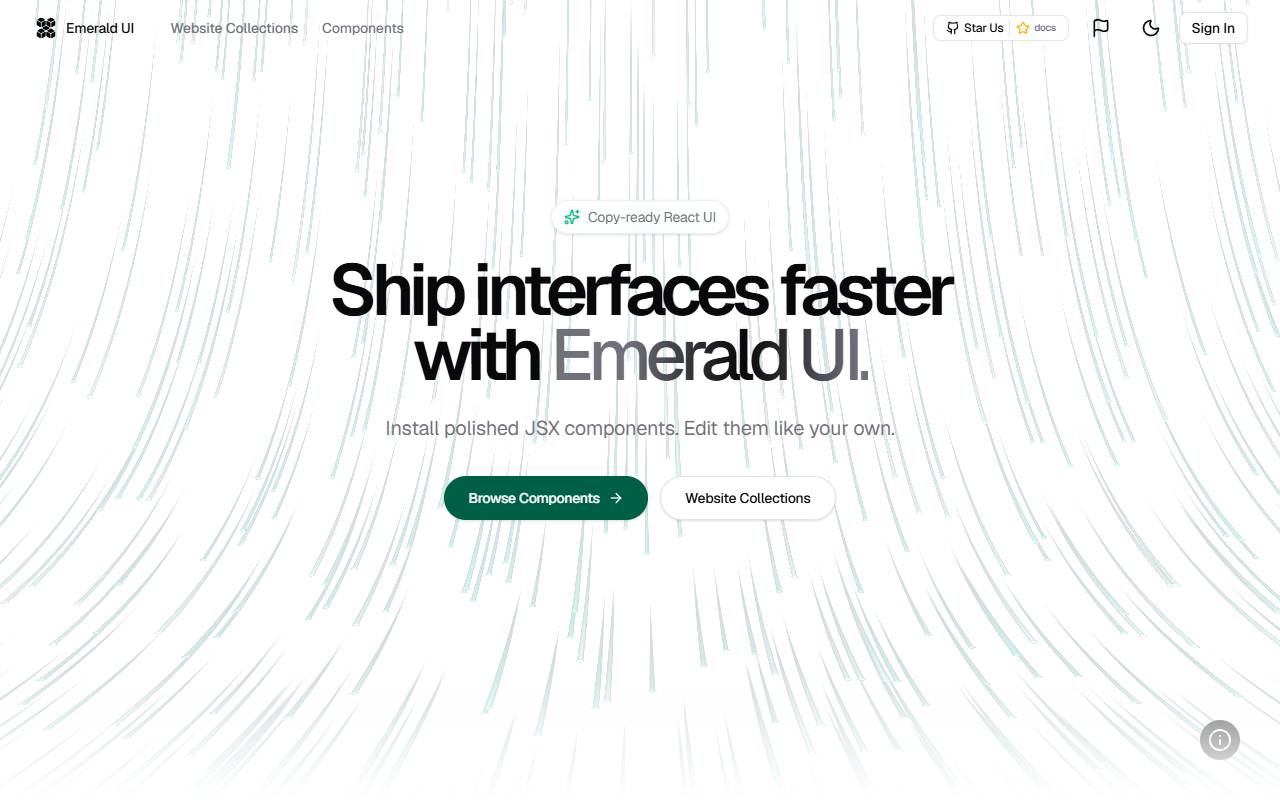 Emerald UI homepage