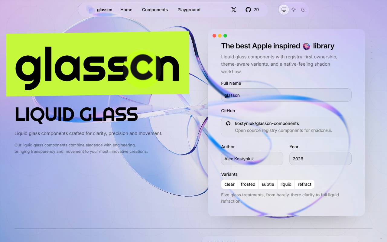 glasscn homepage