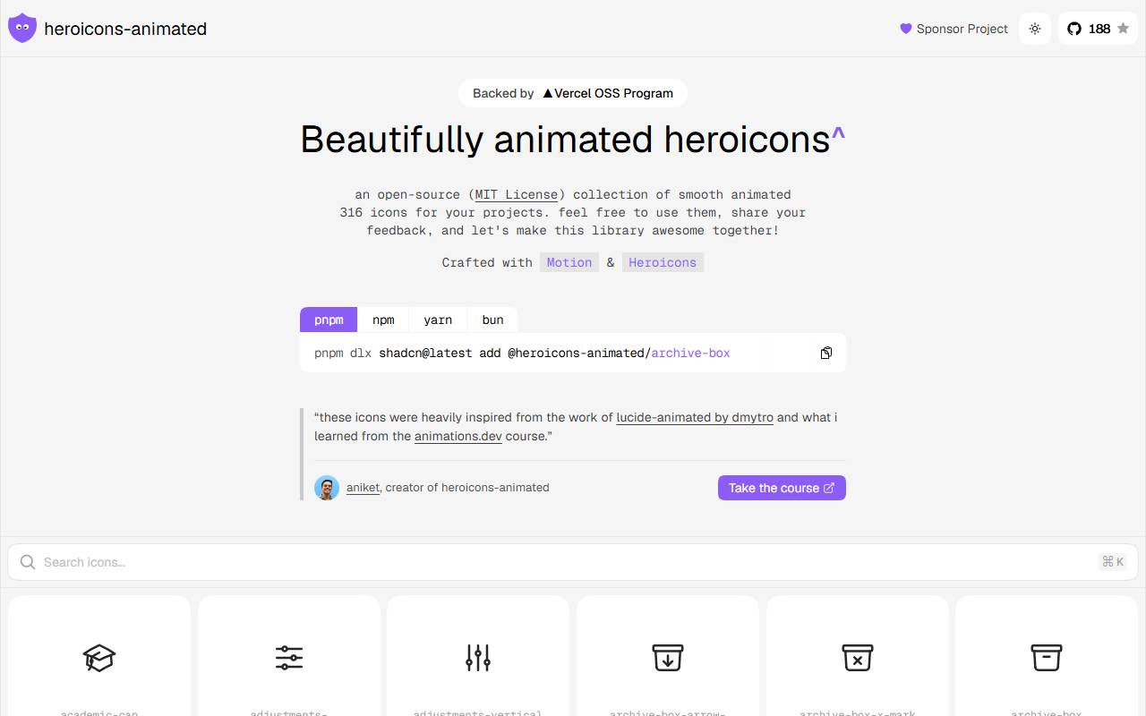 heroicons-animated homepage