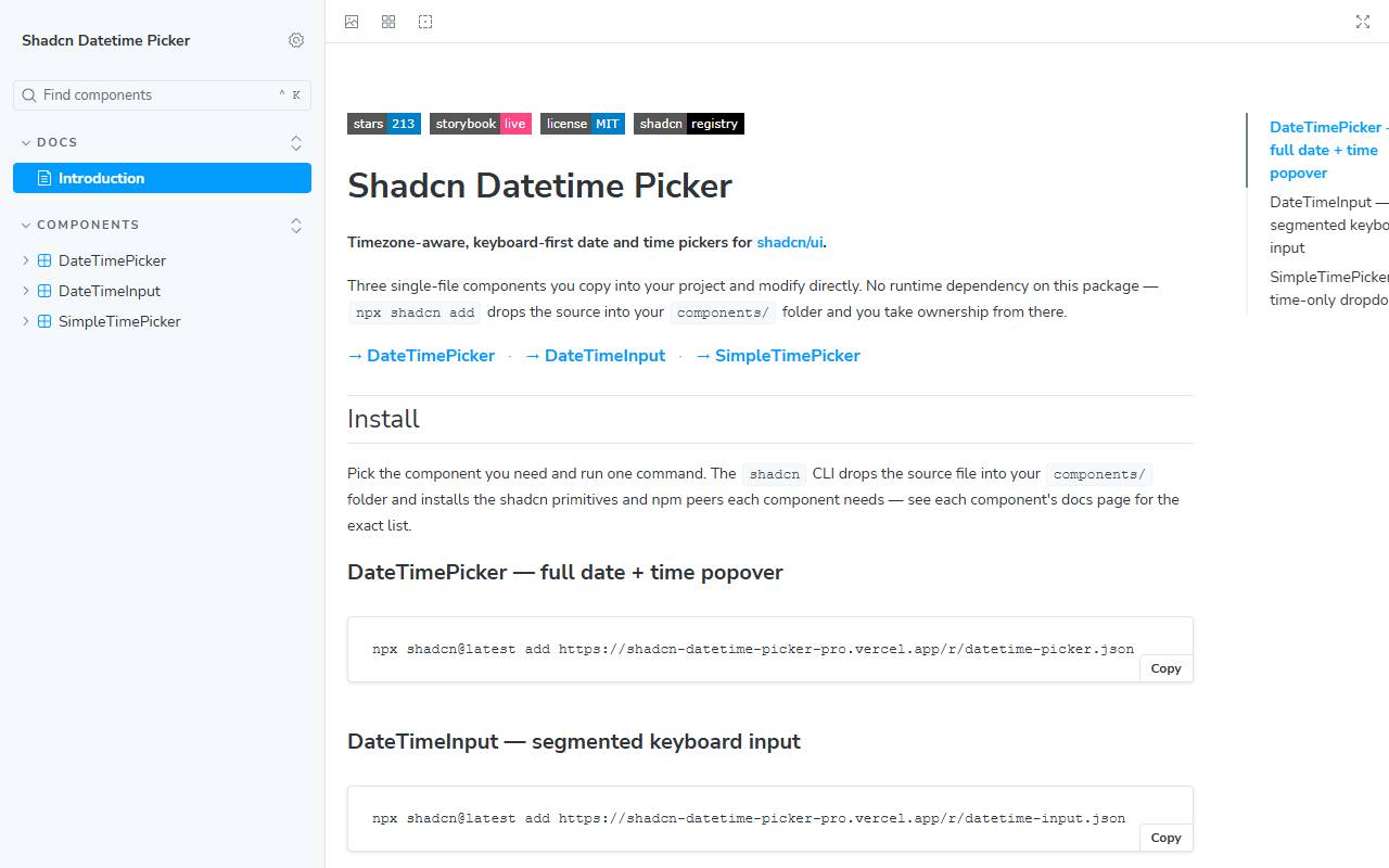 Shadcn Datetime Picker homepage