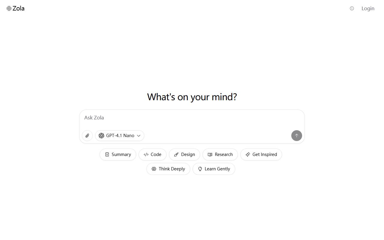 Zola homepage