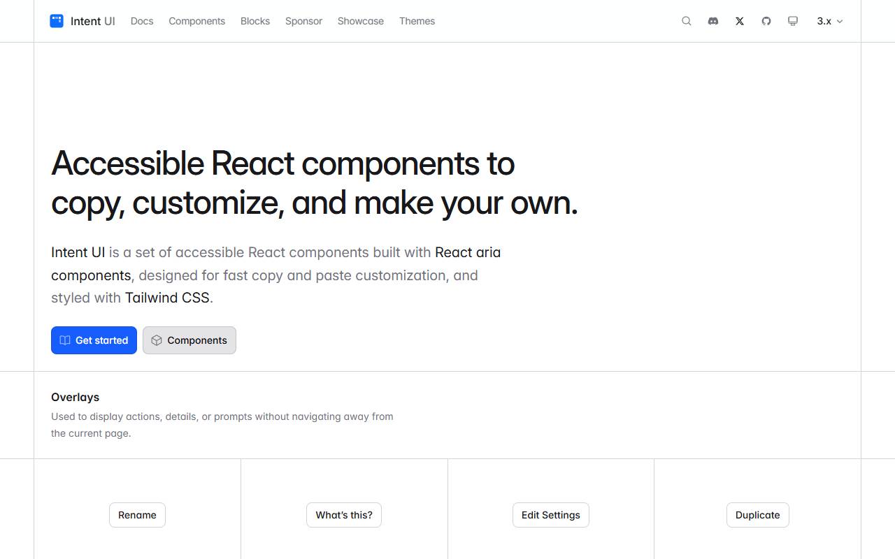 Intent UI homepage