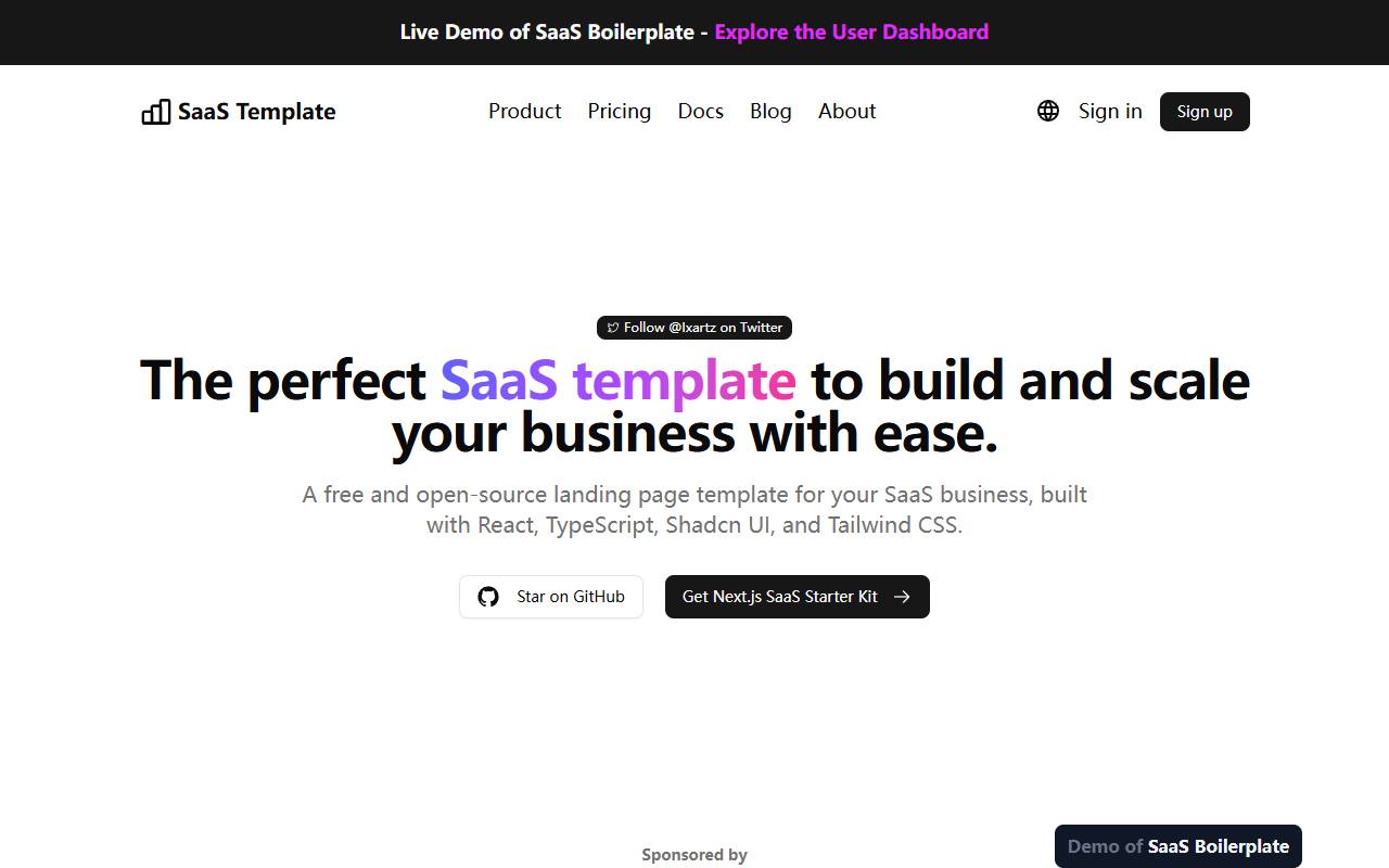 SaaS Boilerplate homepage