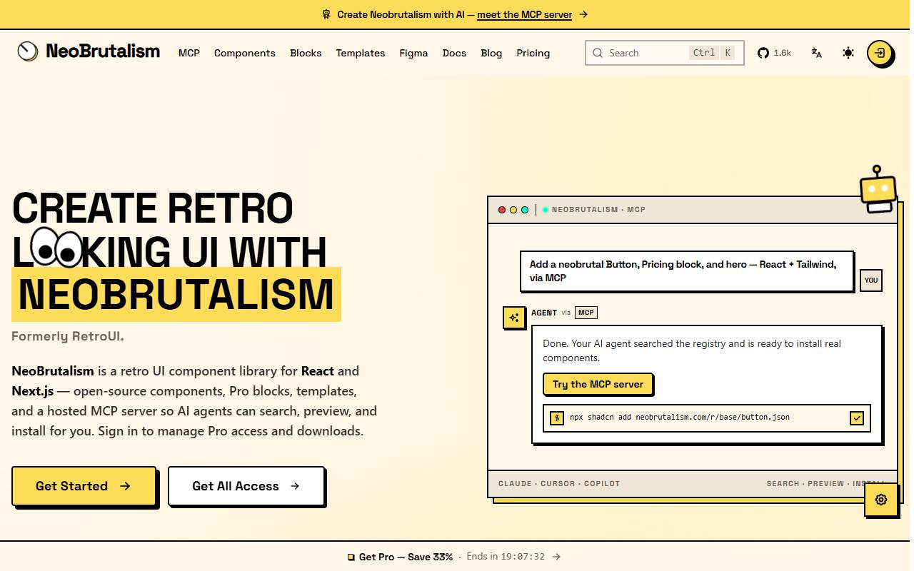 RetroUI homepage