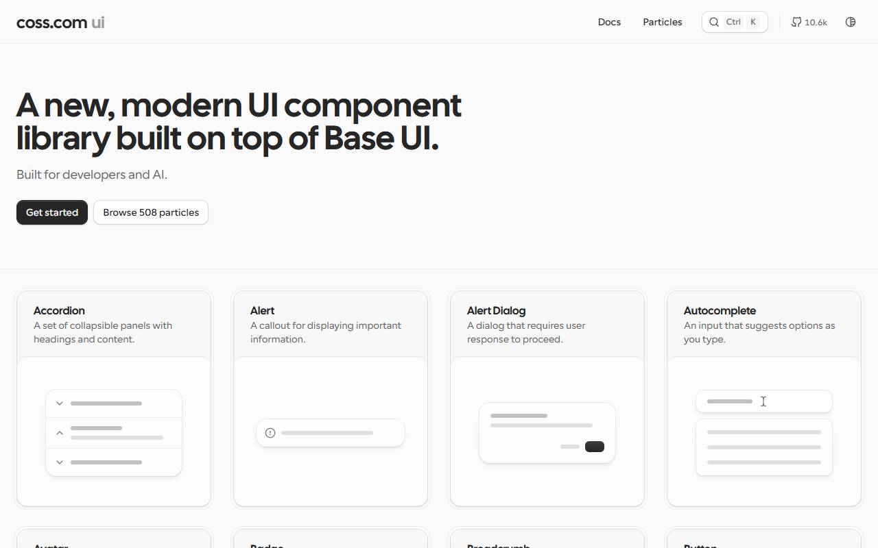 Origin UI homepage