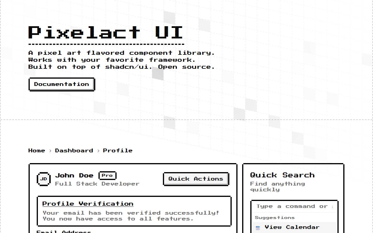 pixelact-ui homepage