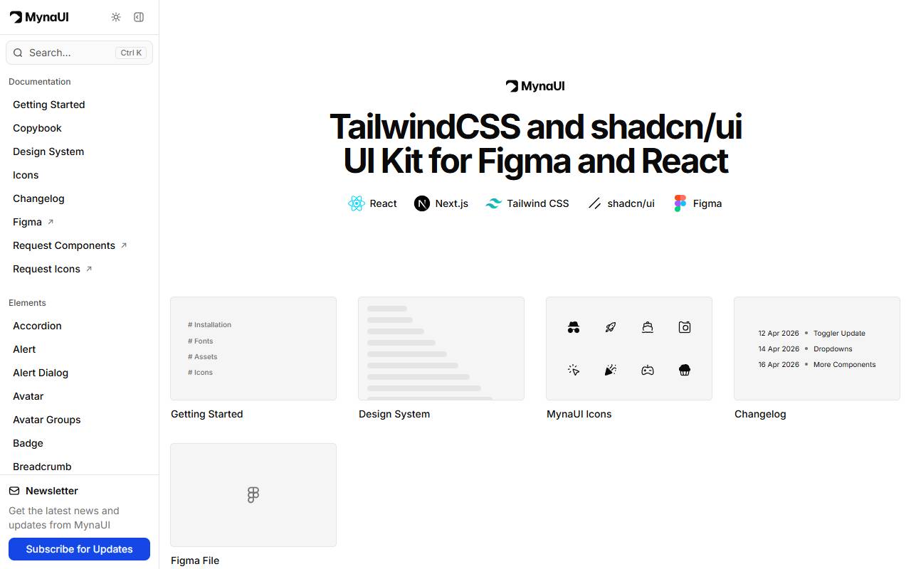 Myna UI homepage