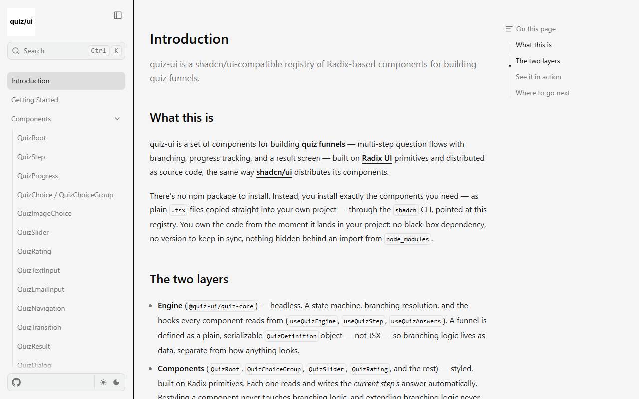 quiz-ui homepage