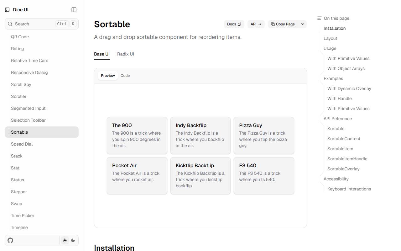 Sortable homepage