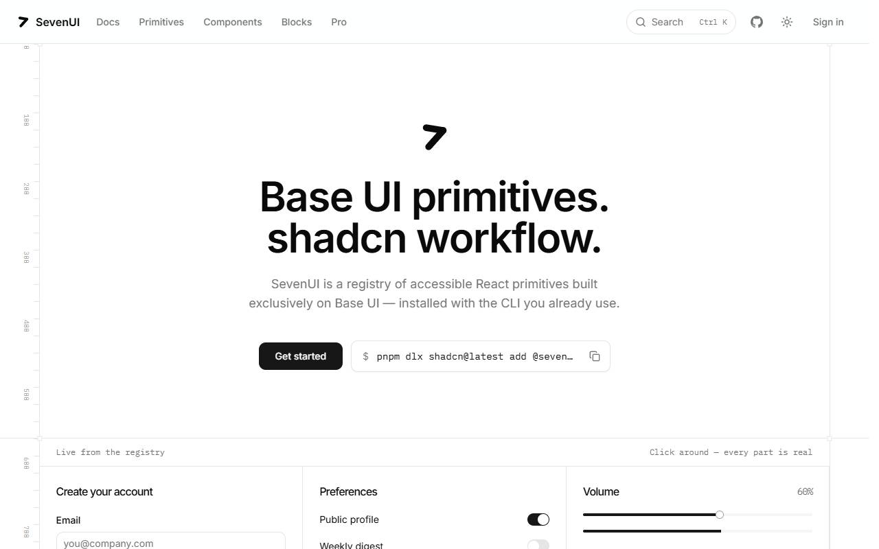 sevenui homepage