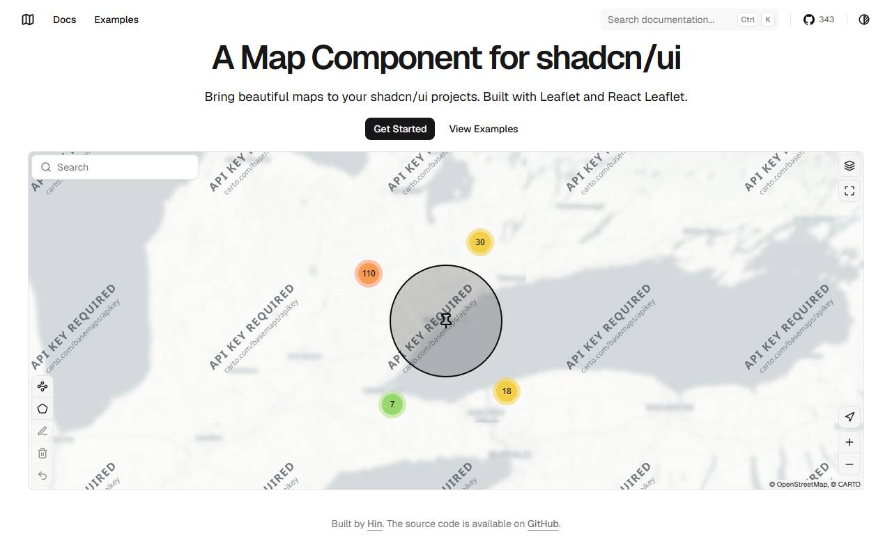 shadcn-map homepage