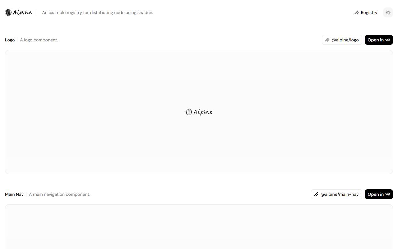 Alpine Registry Template homepage