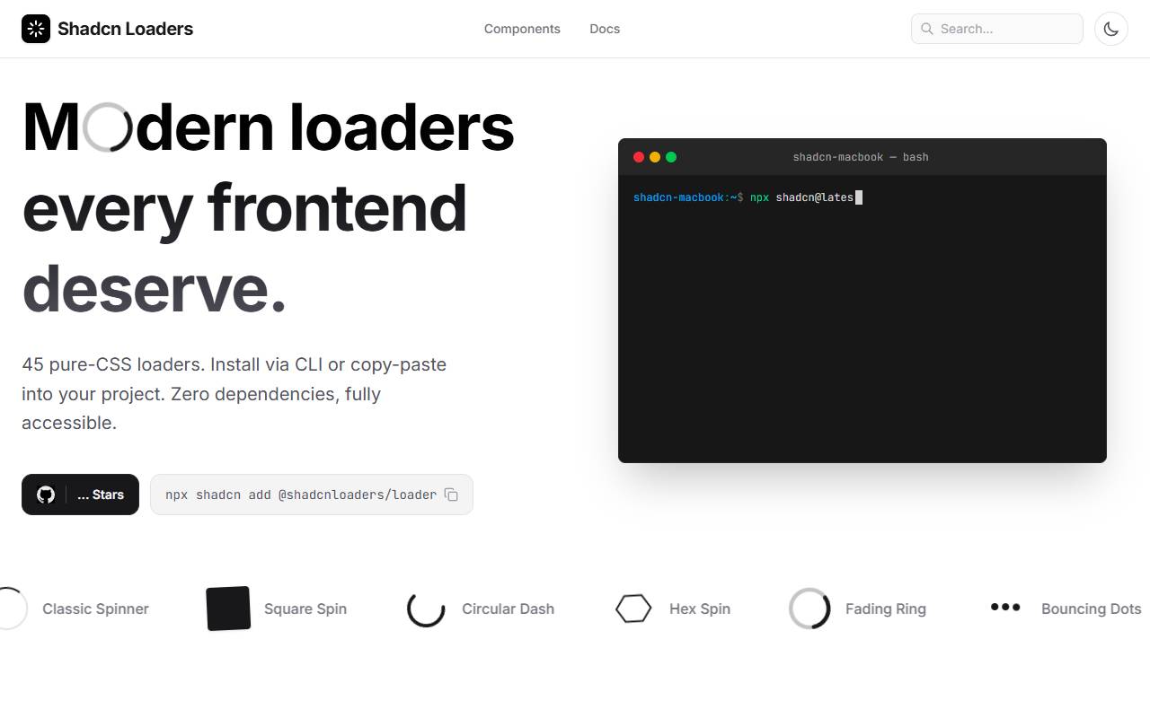 shadcnloaders homepage