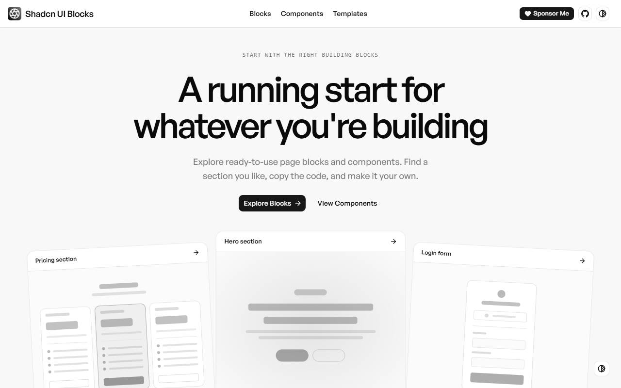 shadcnui-blocks homepage