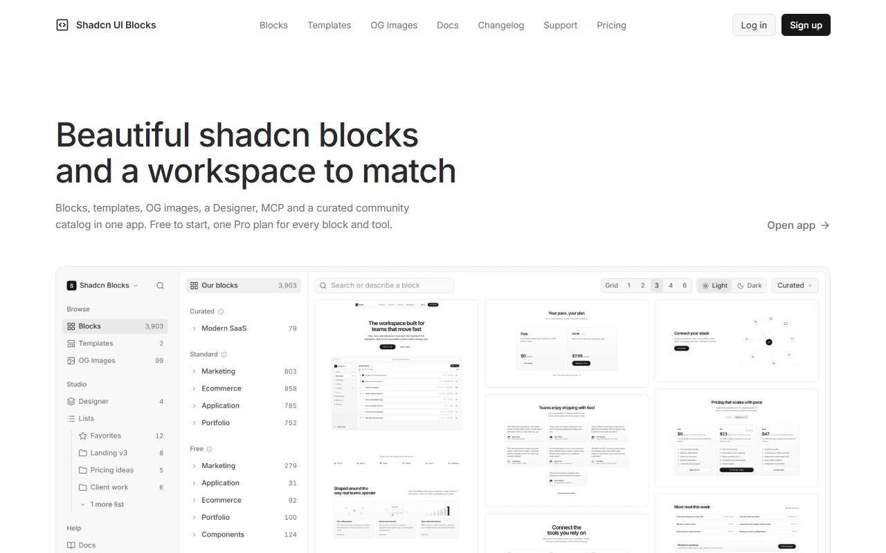 shadcn-ui-blocks homepage