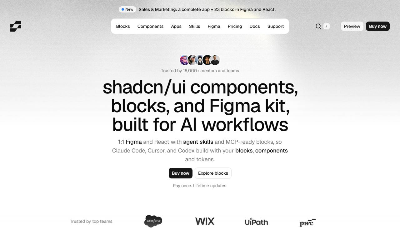 Shadcraft homepage