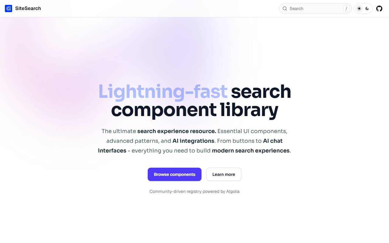 algolia homepage