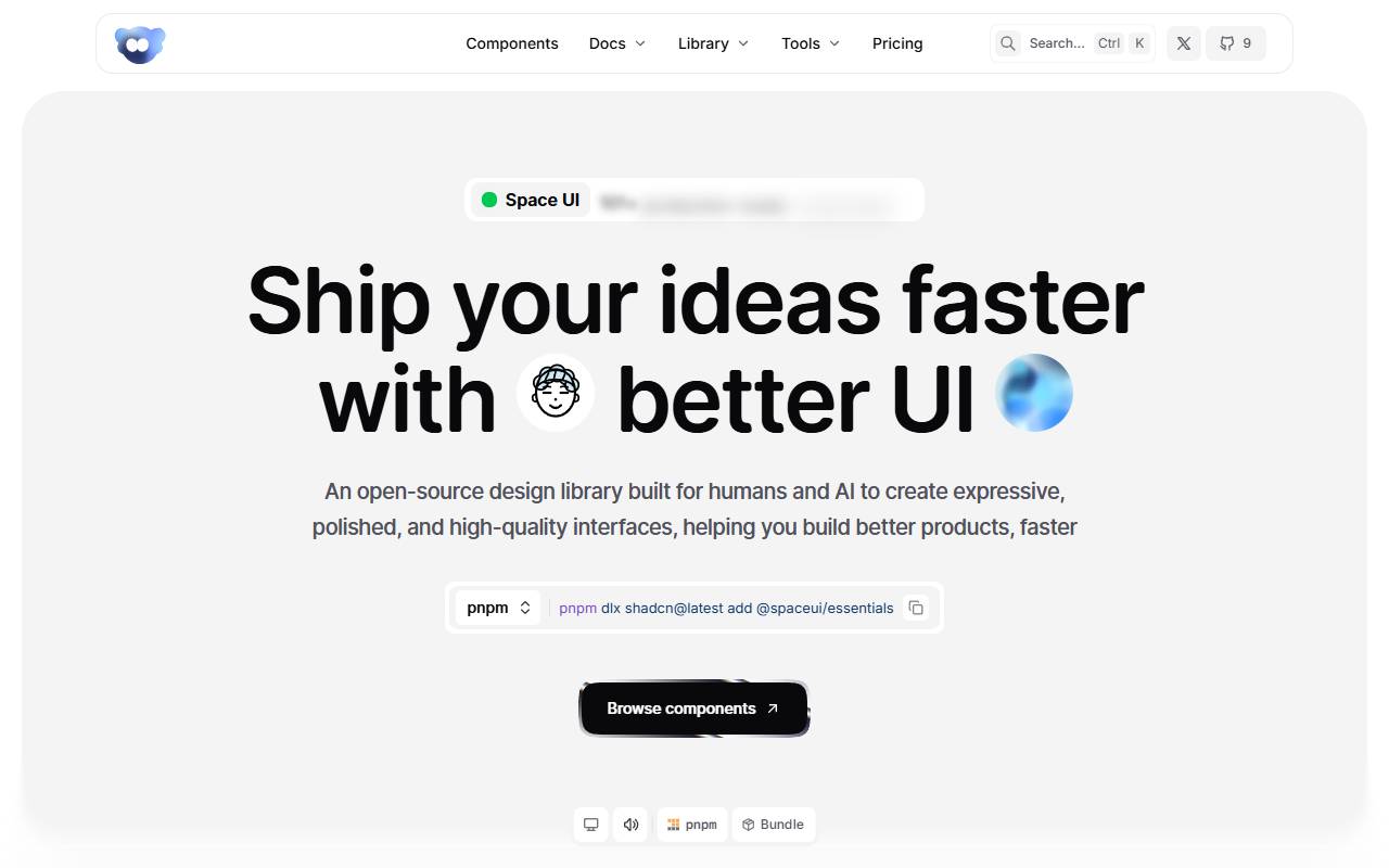 spaceui homepage