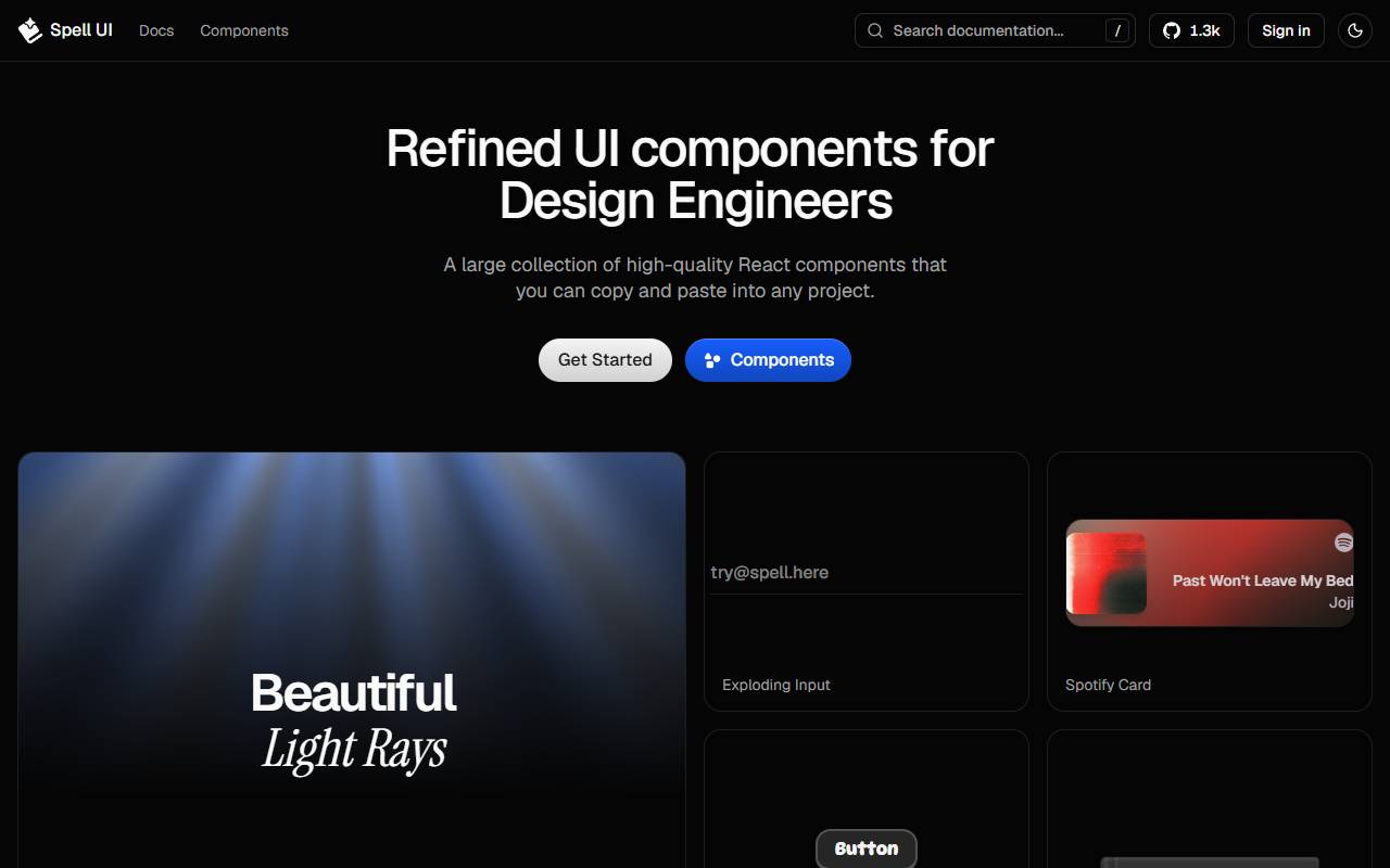 Spell UI homepage