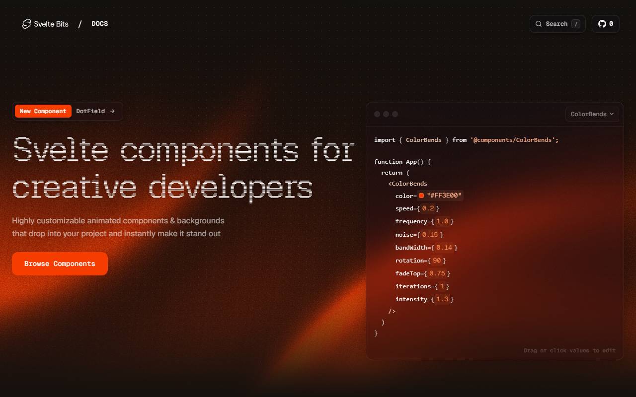 svelte-bits homepage