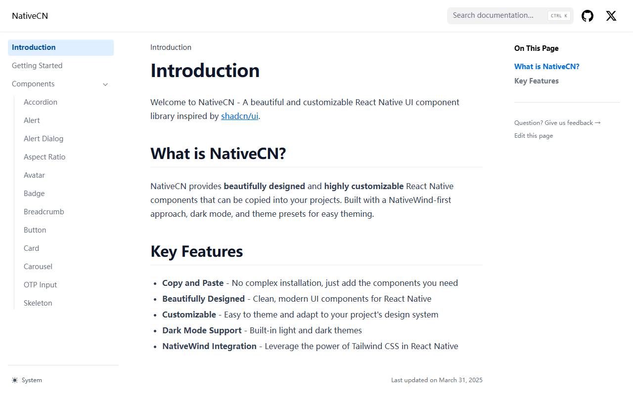 NativeCN homepage