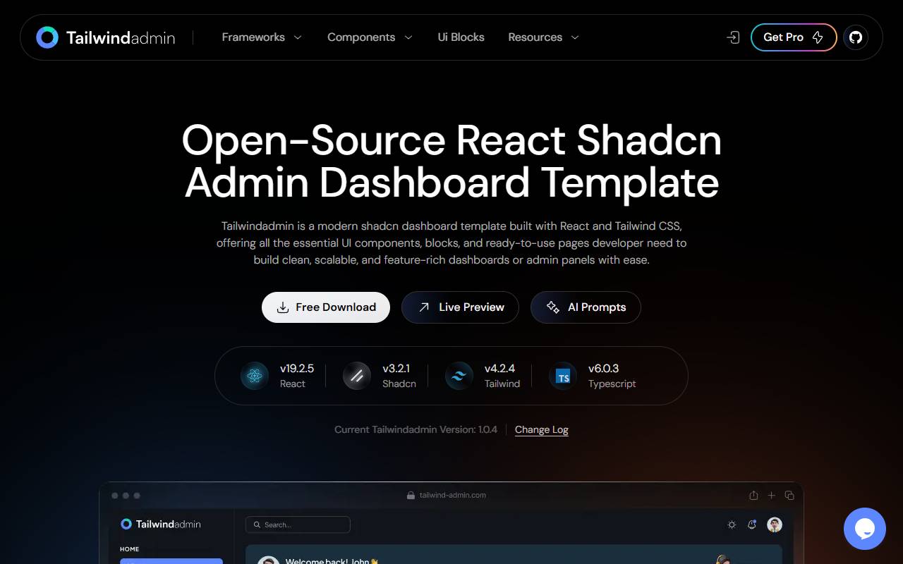 Tailwind Admin homepage