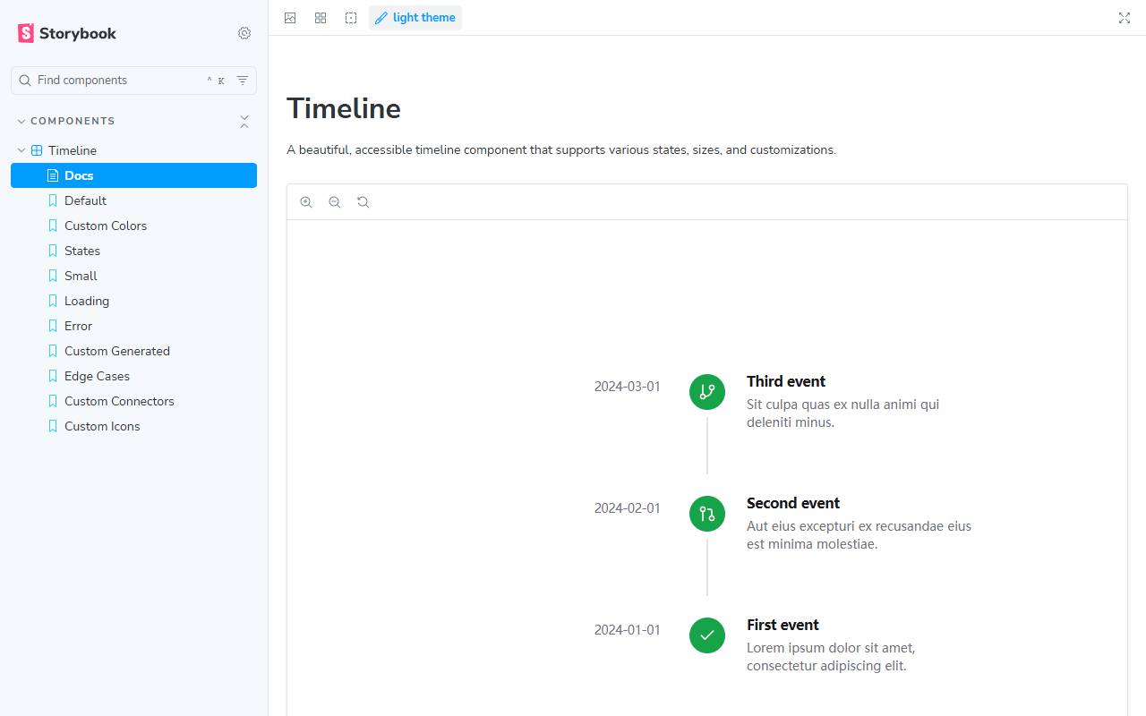 Shadcn Timeline homepage