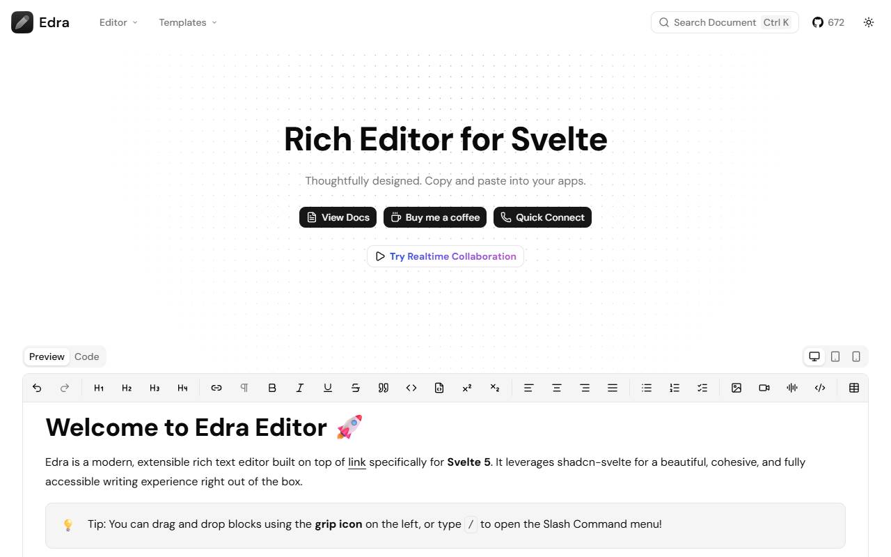 Edra homepage