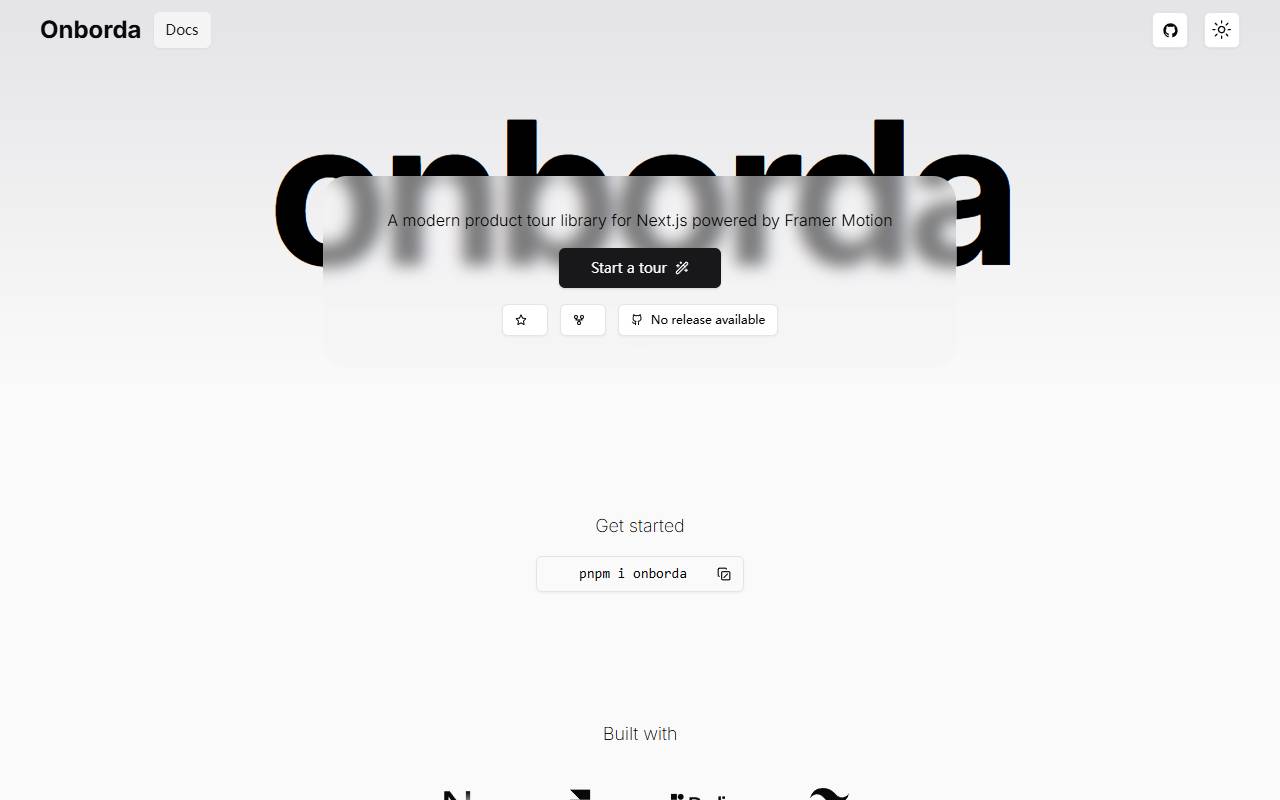 Onborda homepage