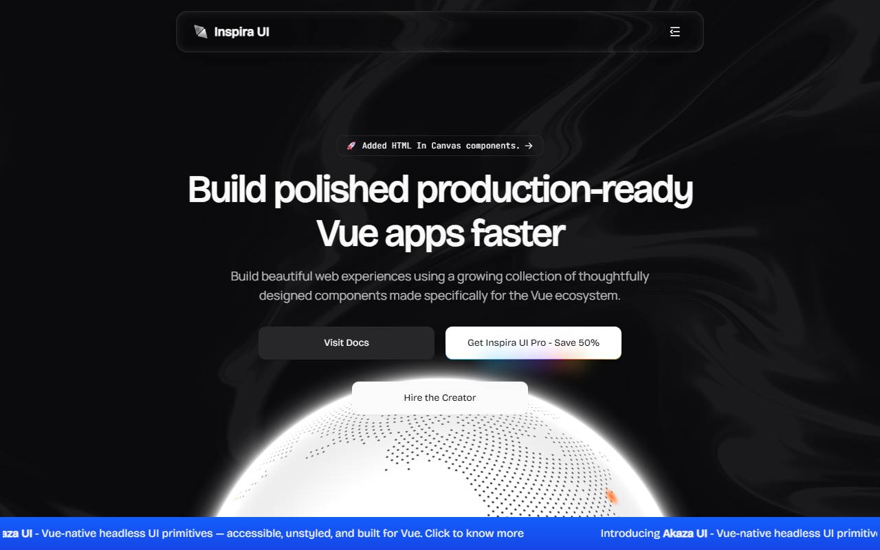 Inspira UI homepage