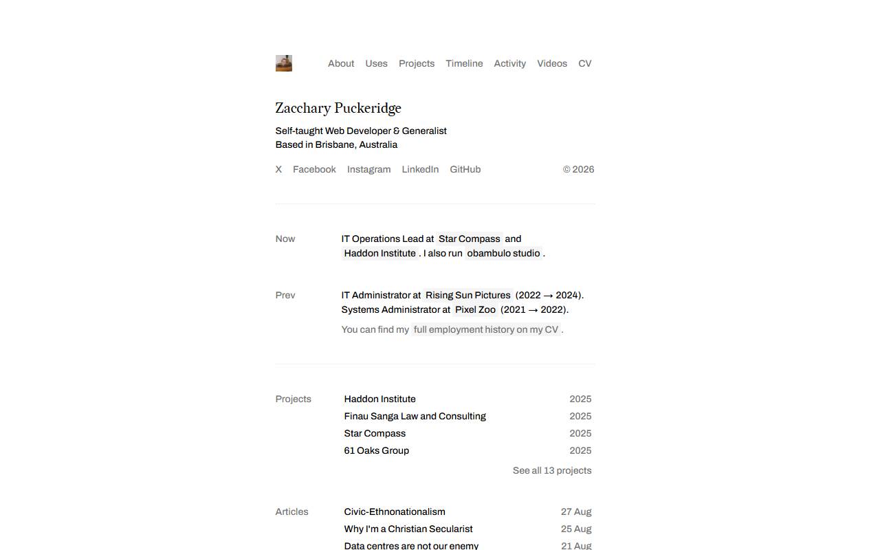 Blog homepage